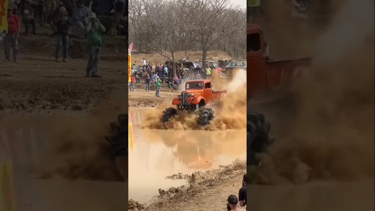 He gets extra style points in this mud run WADDA BEAST