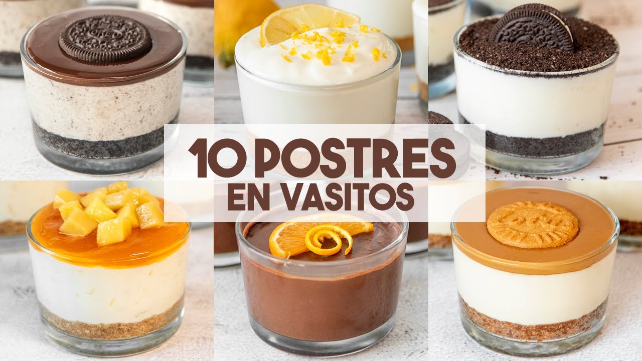 10 POSTRES en VASITOS Fáciles y Sin Horno ❤️ | Postres en 5 Minutos