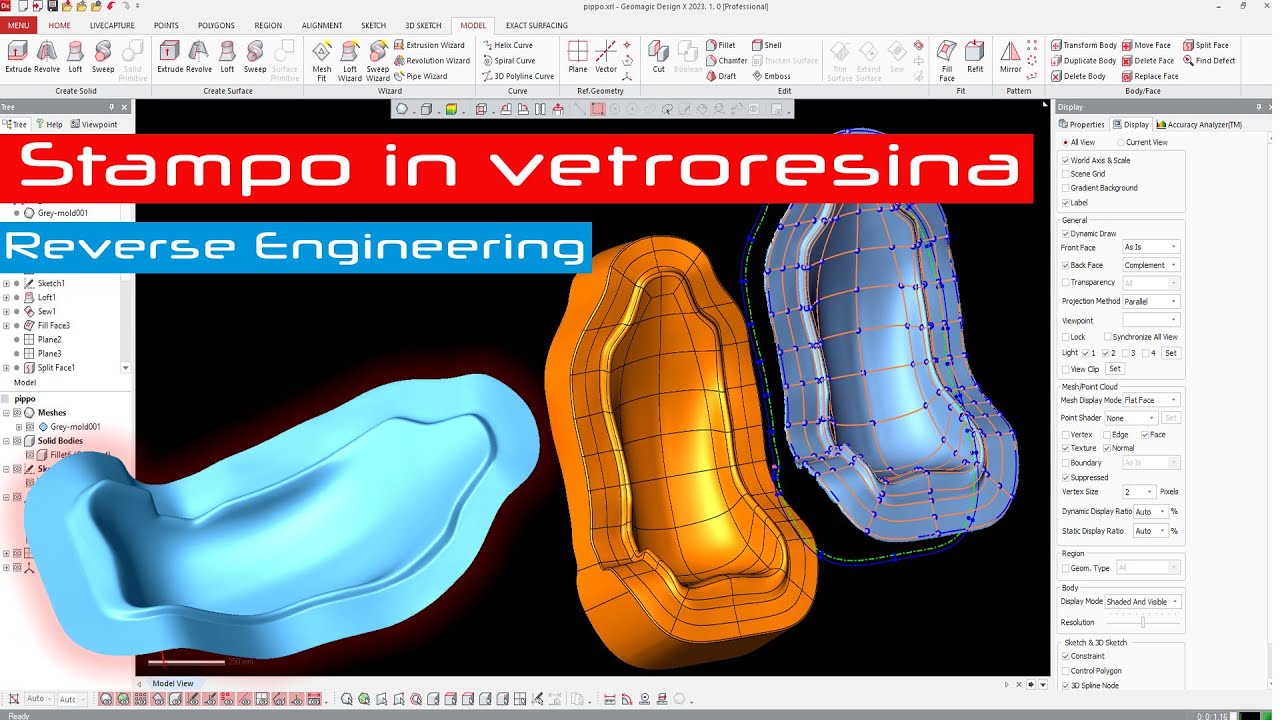 Reverse Engineering di un sedile sportivo da stampo in vetroresina. Conversione da Mesh STL → STEP