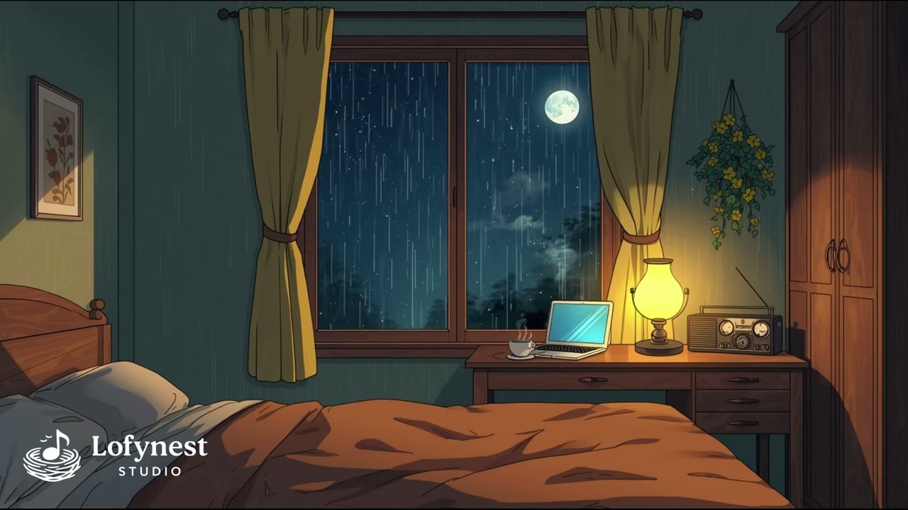 My Cozy Bedroom Latenight Rain – Peaceful Lofi for Focus & Calm | Lofynest Studio