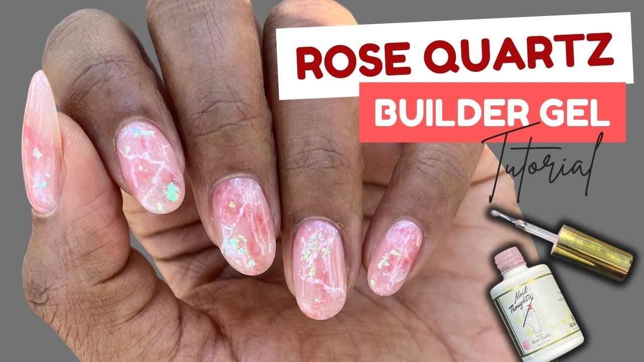 Rose quartz nails tutorial + Builder gel application on natural nails | Nail thoughts builder gel