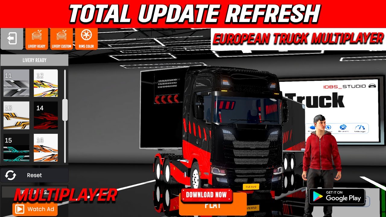 European Truck Multiplayer - New Version V1.1 With Bigger Map, Day & Night Mode and More Liveries!