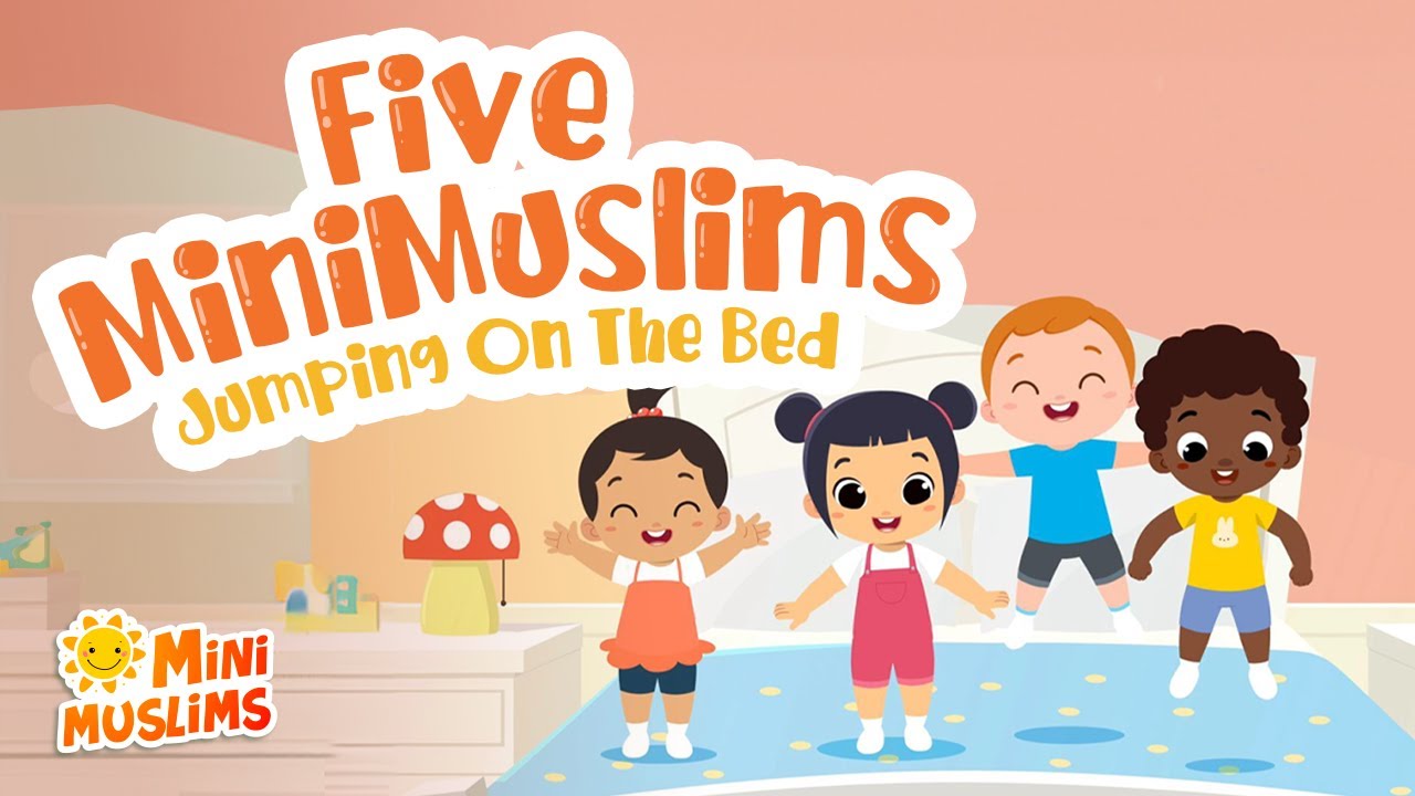 Islamic Songs For Kids 🐵 Five Little Monkeys Jumping On The Bed ☀️ MiniMuslims