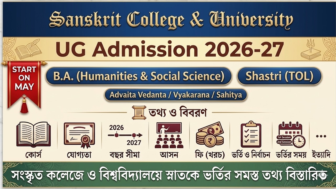 Sanskrit College & University UG Admission 2026-2027: Full Information | BA, Shastri