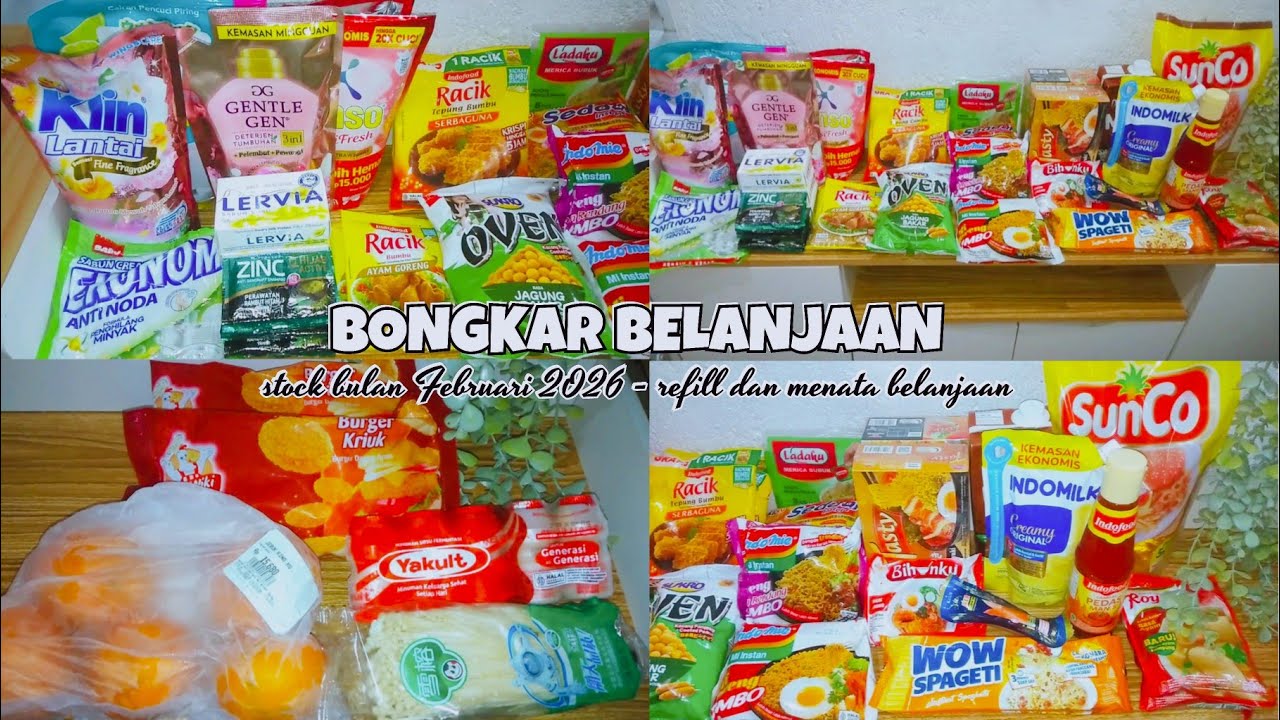 bongkar belanja bulanan Februari 2026 | susun dan menata belanjaan biar rapih