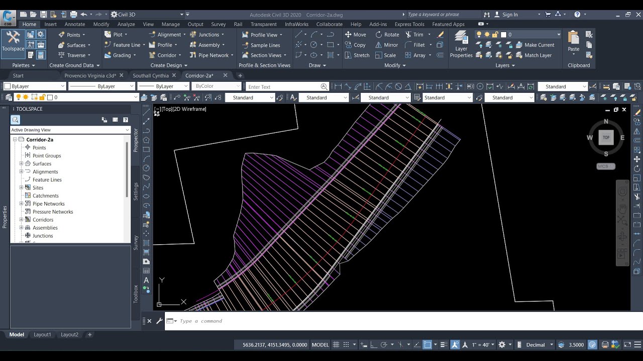 Create a Basic Corridor with Transition Lanes in AutoCad Civil 3D