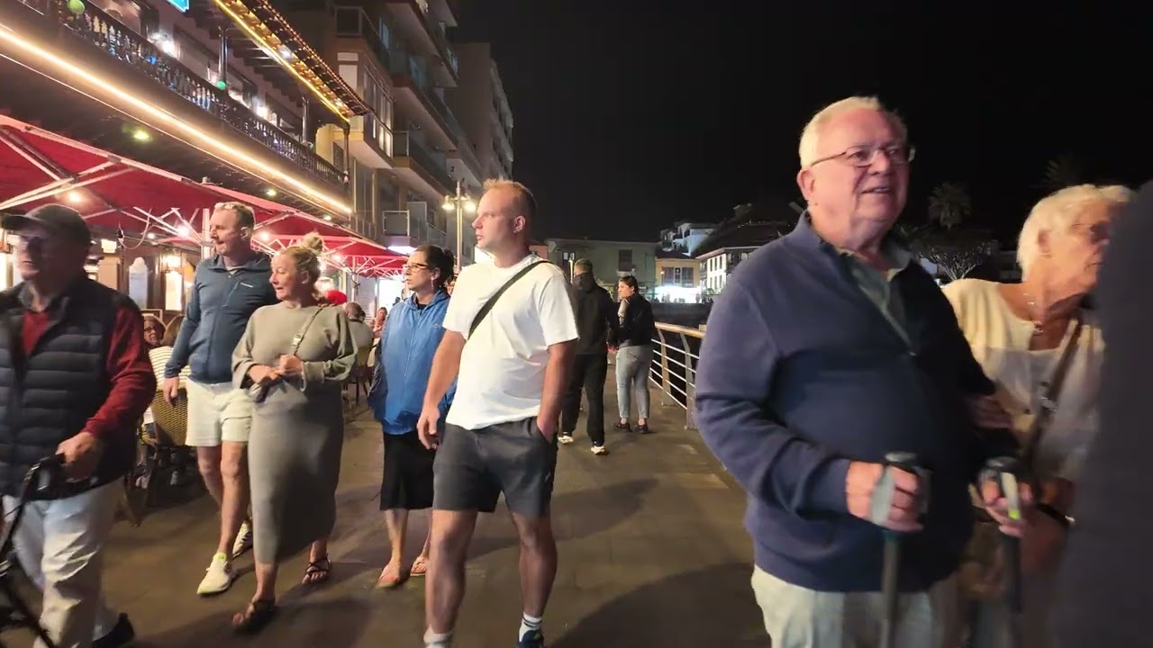 Puerto de la Cruz Night Walk 🇪🇸 Tenerife Carnival Atmosphere 🎭 Canary Islands 4K Walking Tour