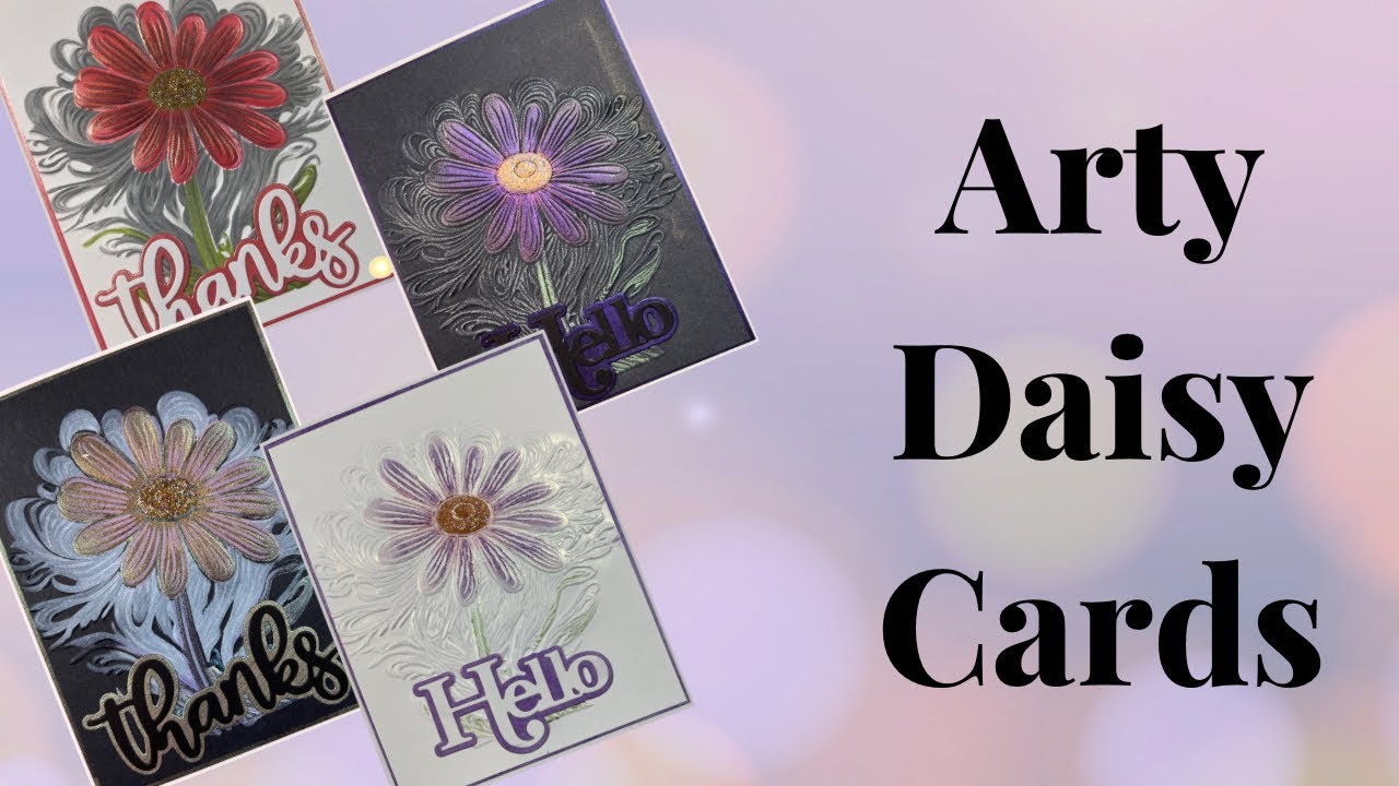 Arty Daisy Cards using Lisa Horton Crafts Interference inks & Wax pastes