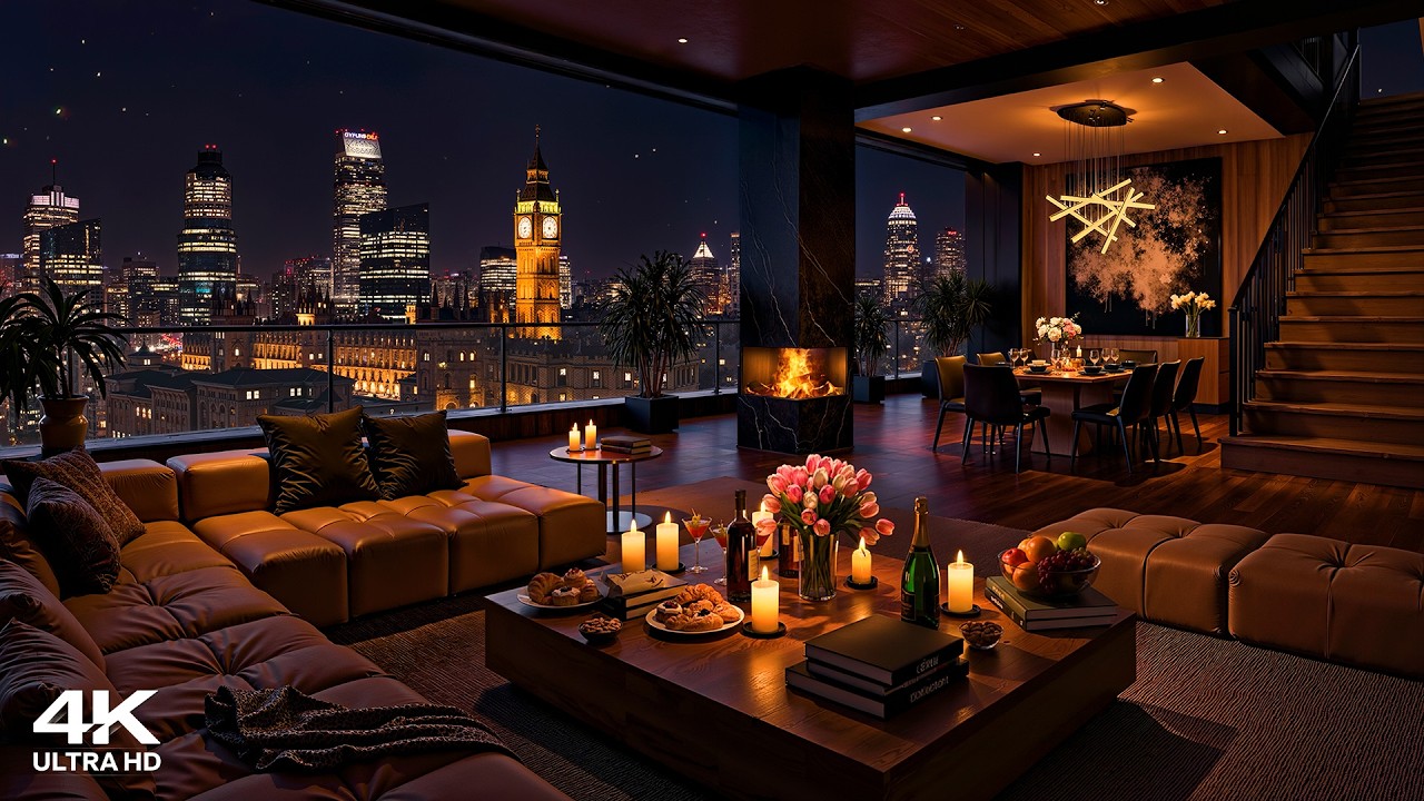 Soft Night Jazz 🌃 Luxury Apartment in London 🎷 Ethereal Jazz Saxophone Music for Relax, Focus, Sleep