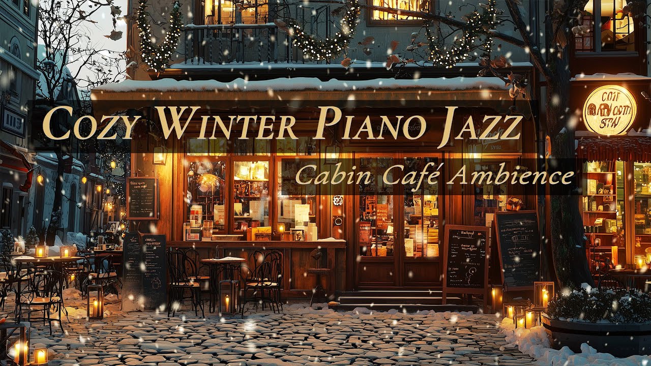 Cozy Winter Piano Jazz ☕❄️ Quiet Snowy Café Ambience — Relaxing Winter Piano for Study & Sleep