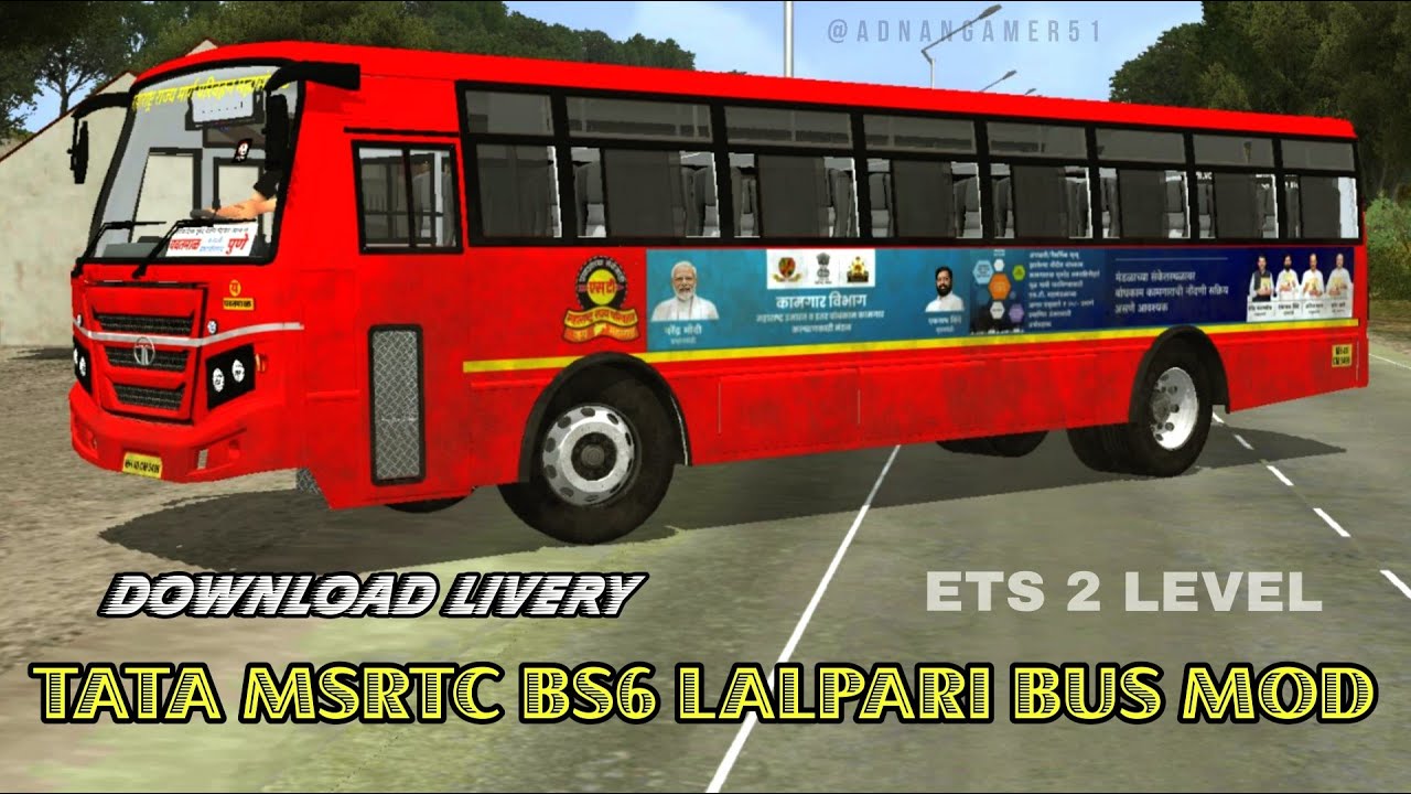 Tata Msrtc Bs6 Lalpari Bus Mod | Download Yavatmal to Pune Bus Livery | यवतमाळ ते पुणे | Bussid