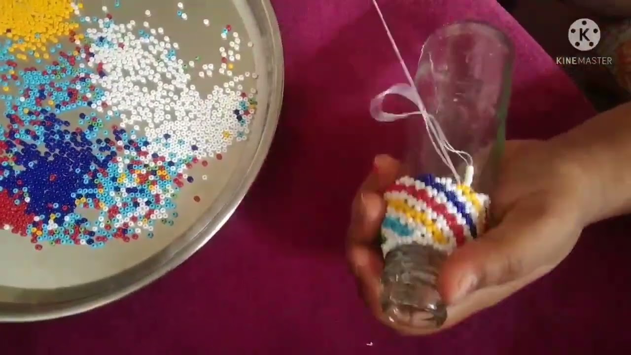 દલ મોતી બોટલ/ dal moti botel /bead work #unique #craft