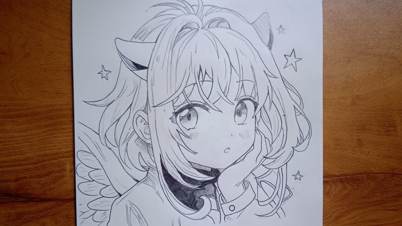 Beautiful Anime Girl Pencil Drawing | Step by Step Realistic Sketch Tutorial