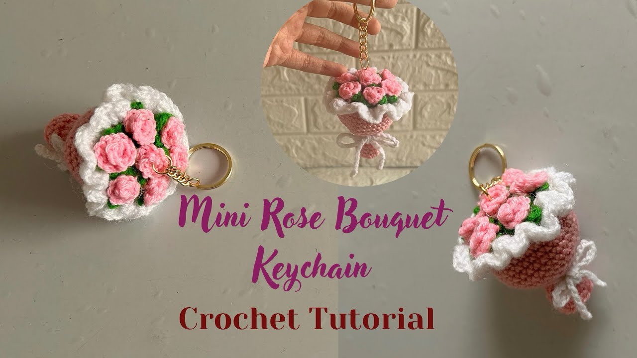 Mini Rose Bouquet Crochet Keychain Tutorial | Crochet Ideas | Beginner Friendly | Easy 🎀 #crochet