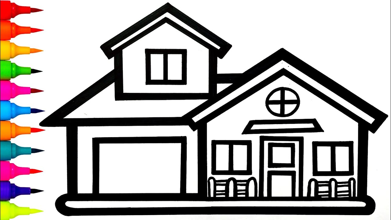 Простой рисунок современного дома 🏠 | Пошаговый урок по созданию дома вашей мечты