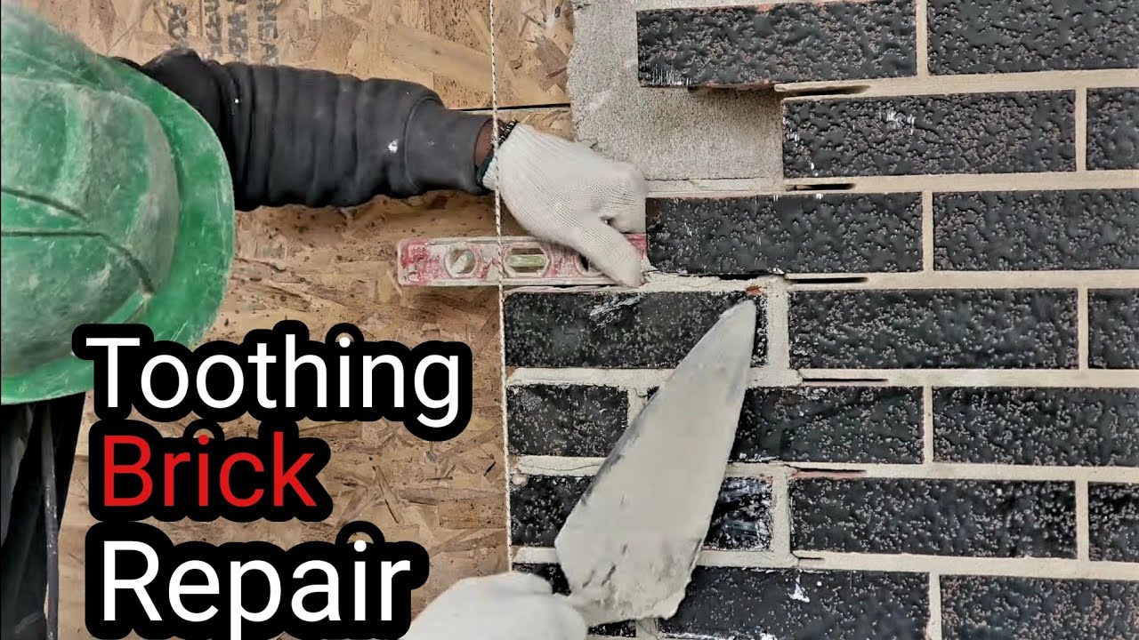 Bricklaying - How To Toothing  Brick in Windows / Laying Bricks In Windows DIY