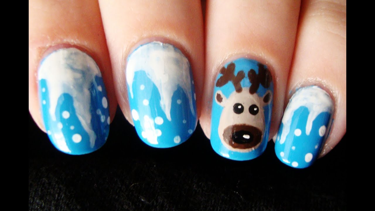 Let It Snow: Reindeer Nail Art by TotallyCoolNails