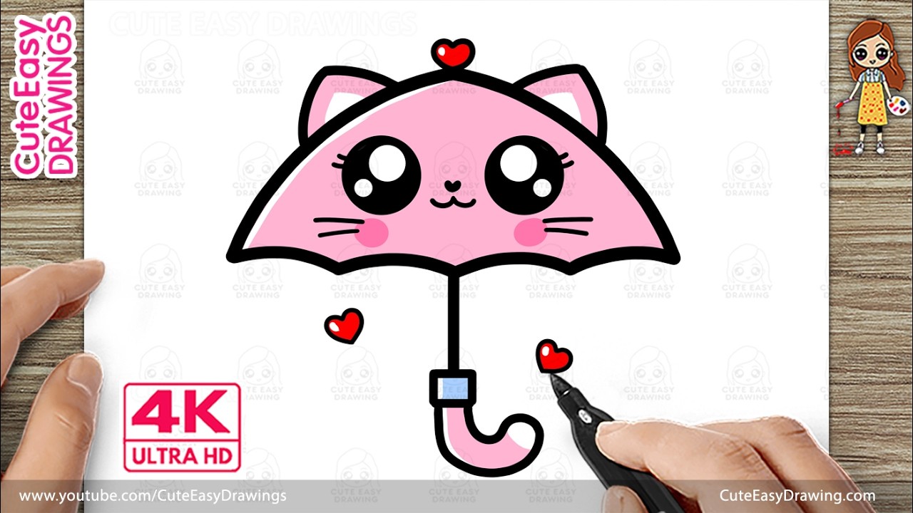 How to Draw a Cute Kitty Umbrella &ndash; Easy Step-by-Step for Kids