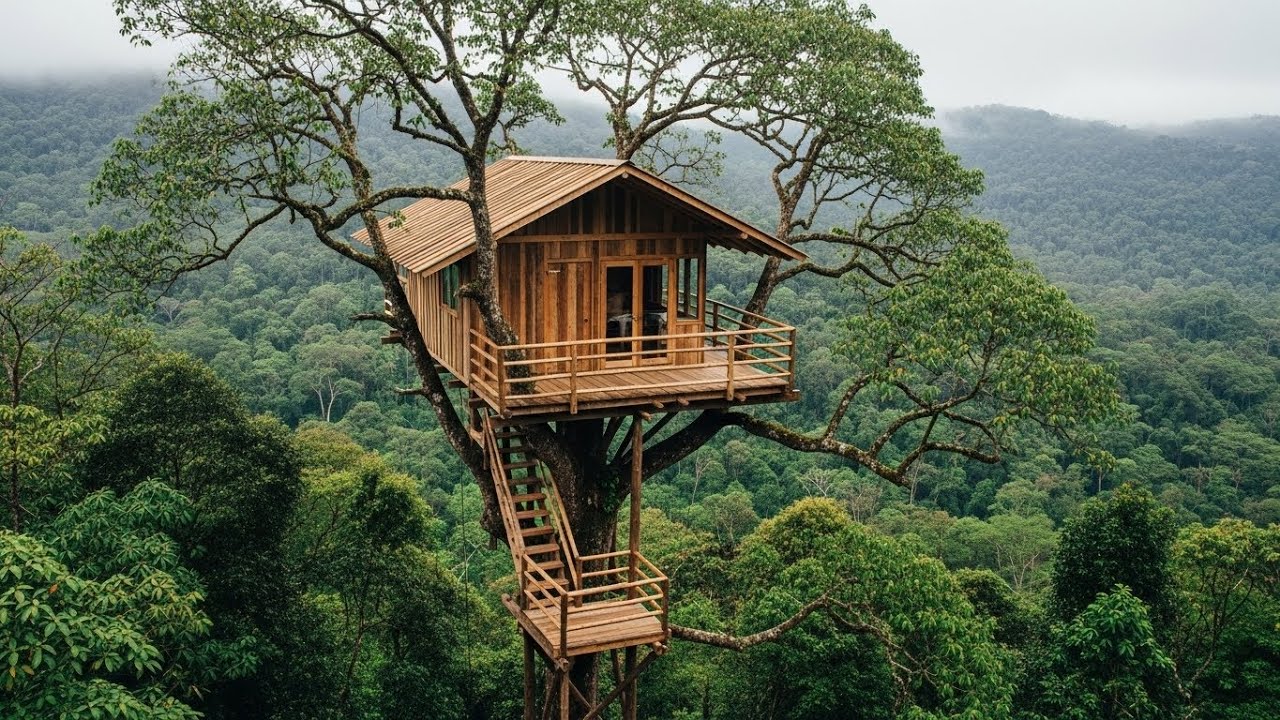 Don't Look Down! The Journey of building a house at a height of 100 meters in the deep forest.