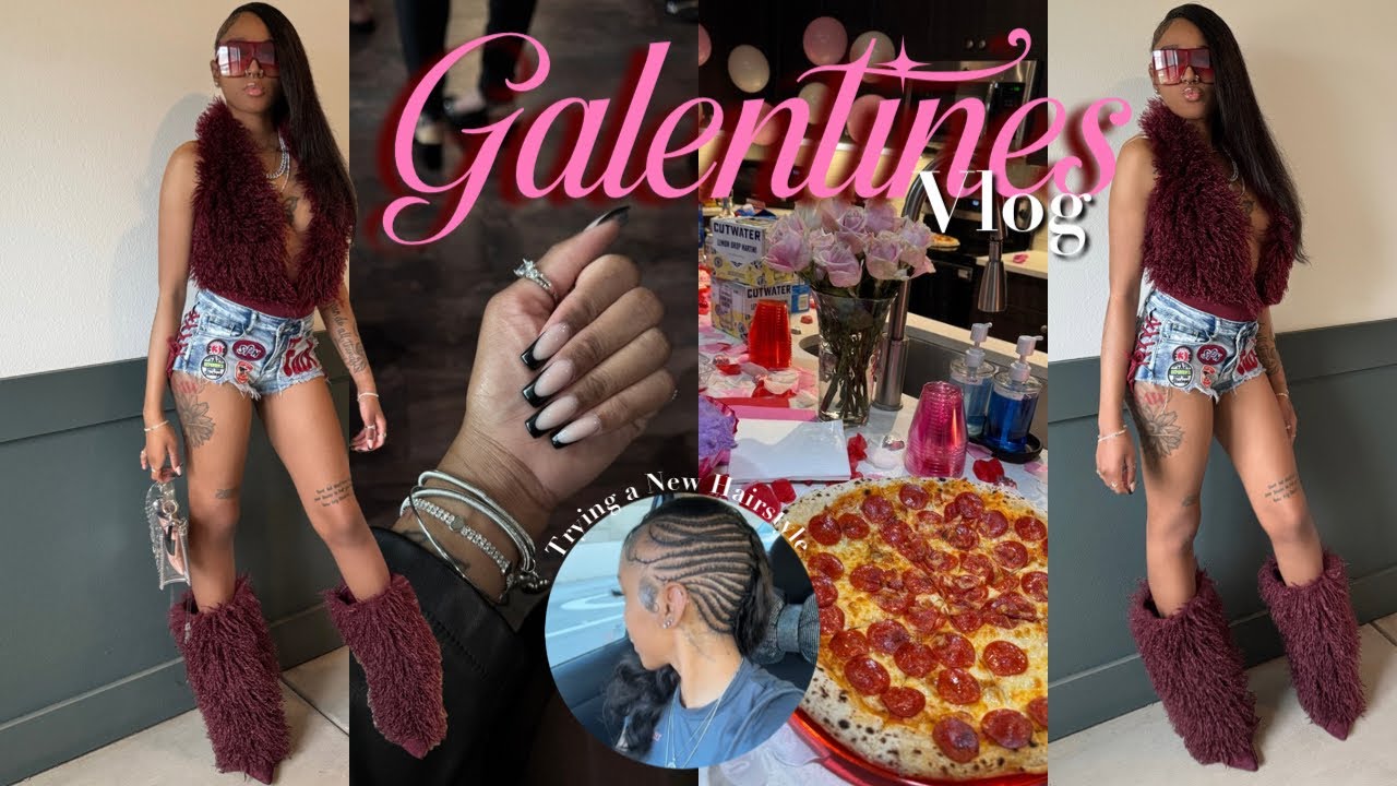 Galentines VLOG 🎀 | Maintenance 💅🏽💇🏽‍♀️, Decorating, Sleepover 💤, We’re Outsiiddeeee! 🥂😝