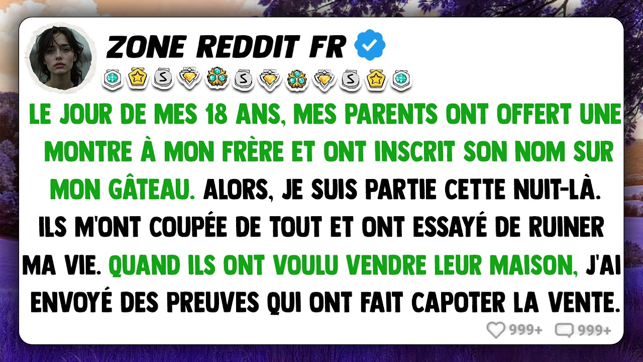 Le jour de mes 18 ans, mes parents ont offert une montre à mon frère et ont inscrit son nom sur mon