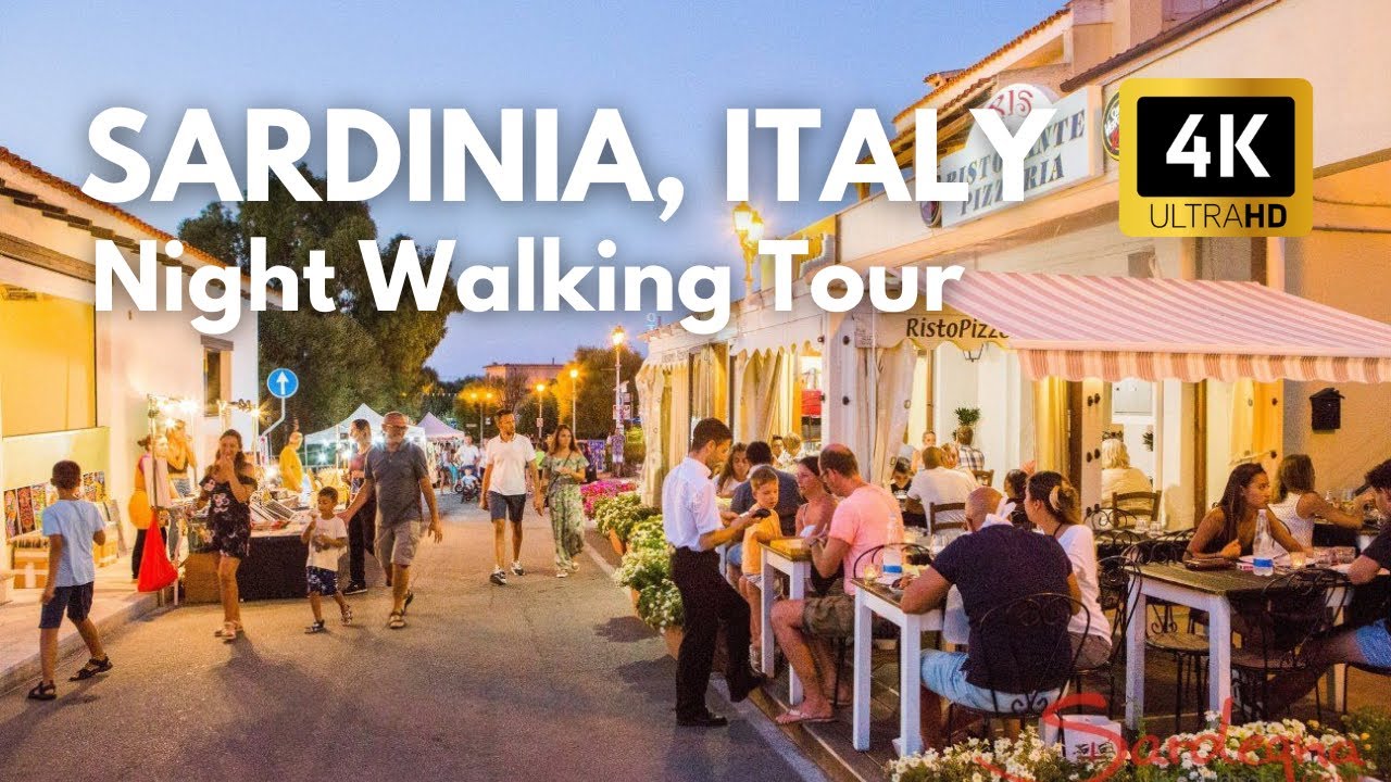 Olbia, Sardinia, Italy Night Walking Tour in 4k - 2025