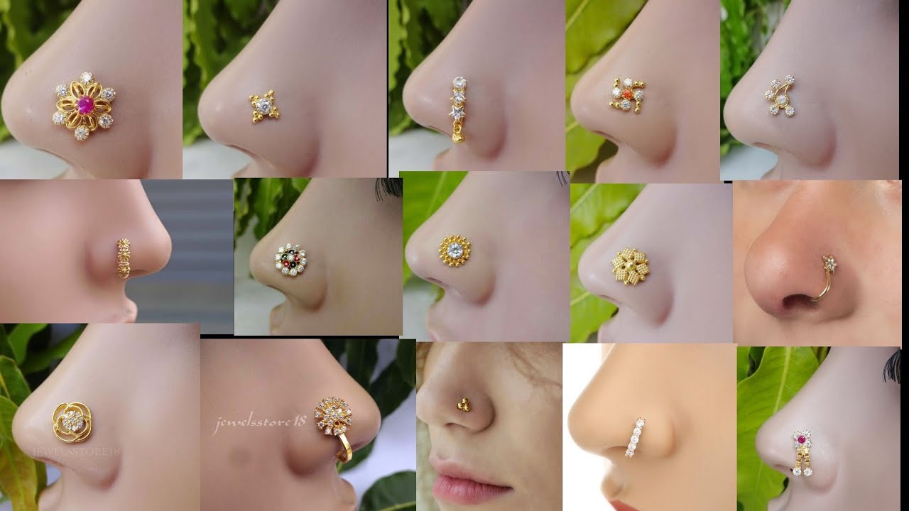 latest gold nose pin design | gold nose stud design image | nose  gold jewlery design |nose rings