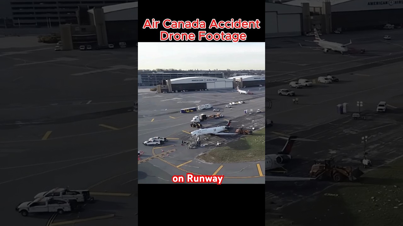 Видео с дрона, запечатлевшего авиакатастрофу Air Canada #авиация