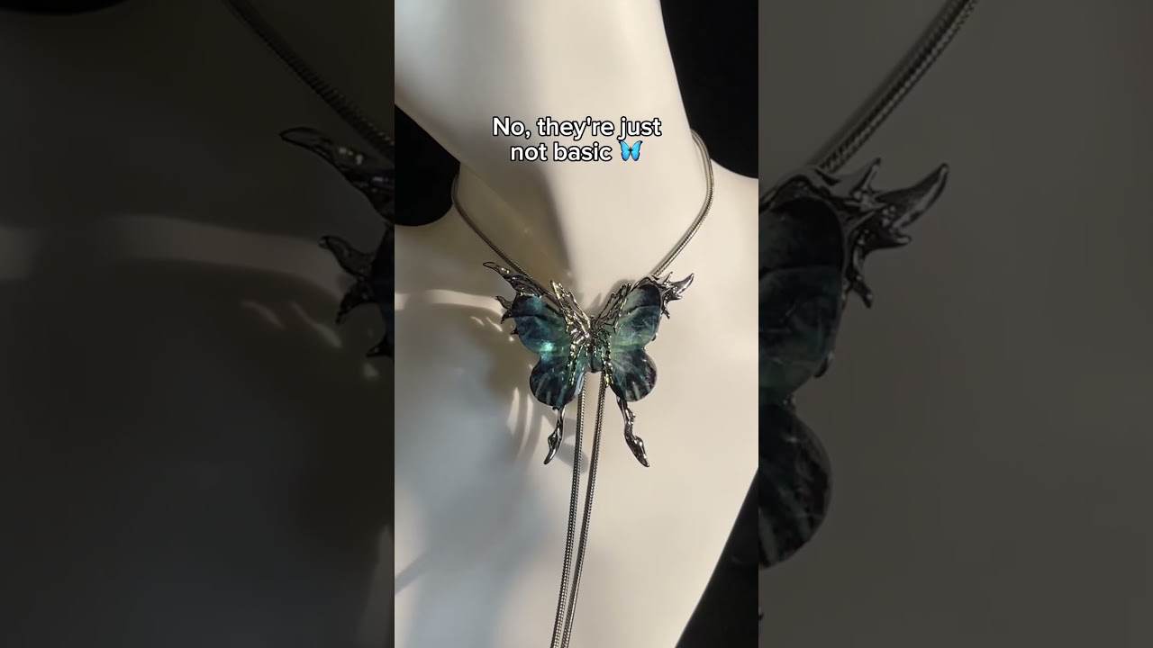Weird Necklaces over Basic Necklaces😭🦋🖤 #jewelry #smallbusiness #mothgirl #gothgirl #necklace