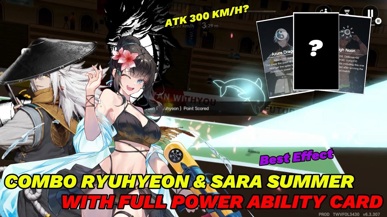 Combo Ryuhyeon & Sara Summer+5, With Full Power Ability Card, Atk 300 Km/h - The Spike Volleyball