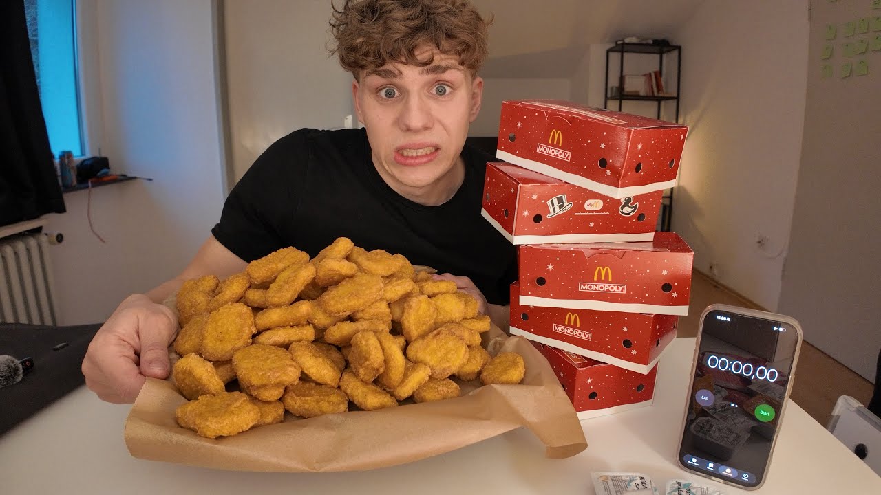 100 CHICKEN NUGGETS IN 10 MINUTEN CHALLENGE