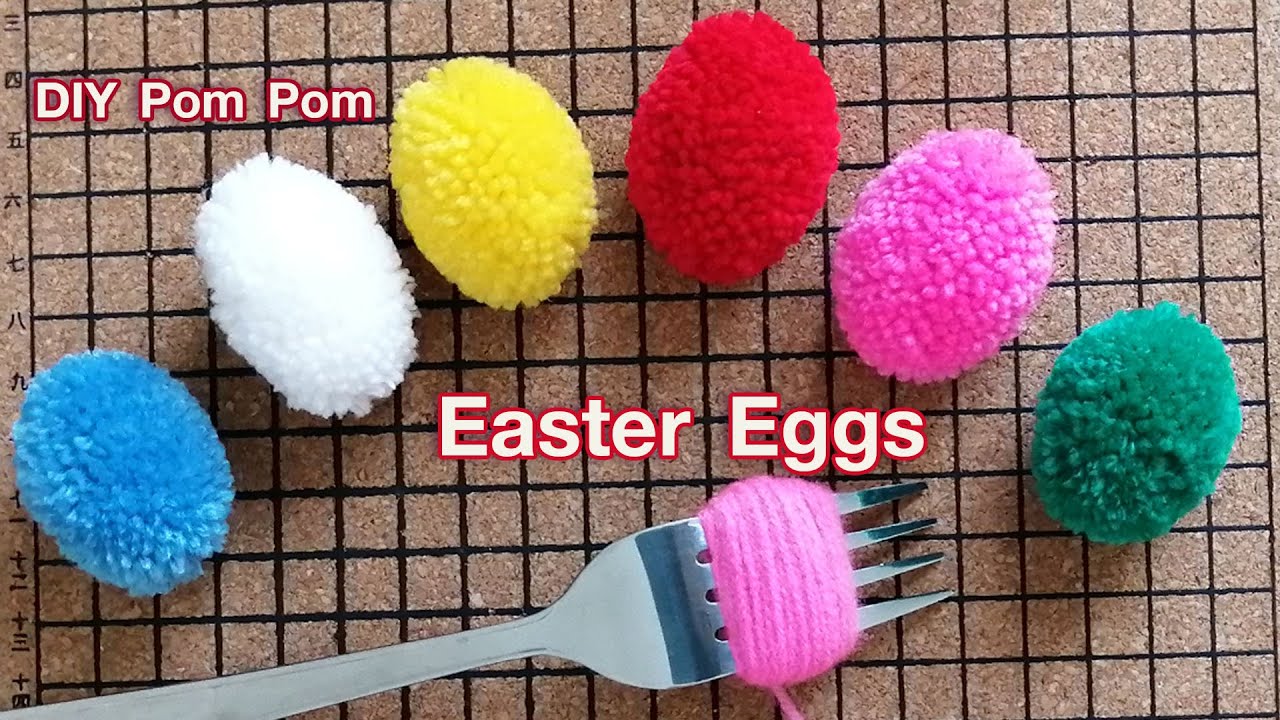 DIY Easter Egg Pom Pom Making Idea with Fork | DIY Pom Pom Egg