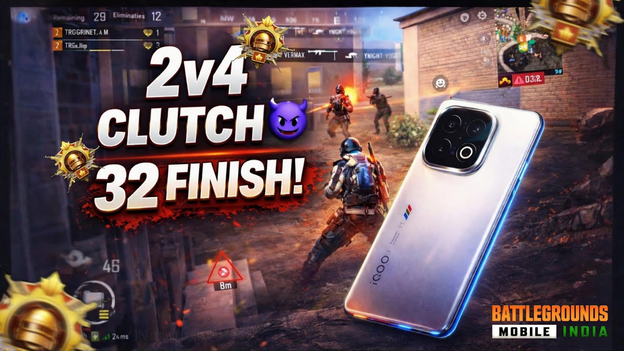 2v4 CLUTCH 😈 | 32 FINISH DOMINATION 🔥#bgmi