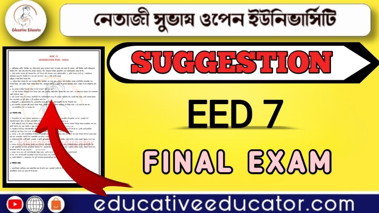 FINAL Exam Suggestion 2023 / BDP EED 7