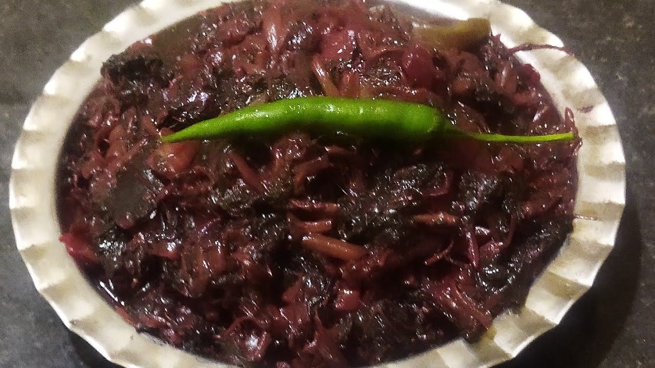 পেঁয়াজ দিয়ে লাল শাক ভাজা। Lal Shaker Bhaja Recipe with Onion.