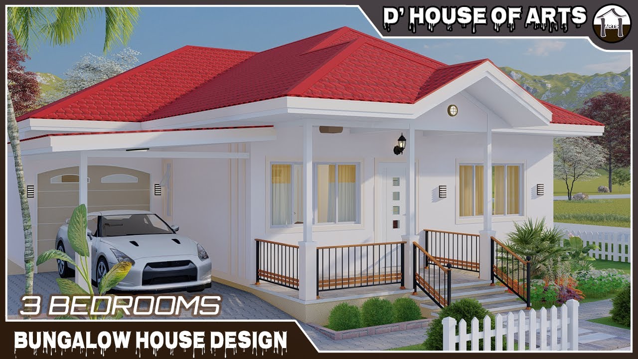 3 BEDROOMS | 110 SQM.(11m. x 10m.)/ 1,183 SQFT. | Bungalow House Design | 2 (Garage/Carport) |  2T&B