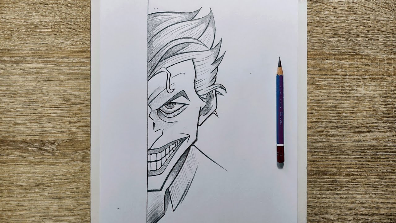 How to draw Joker half face | How to draw Joker easy way | Joker half face drawing