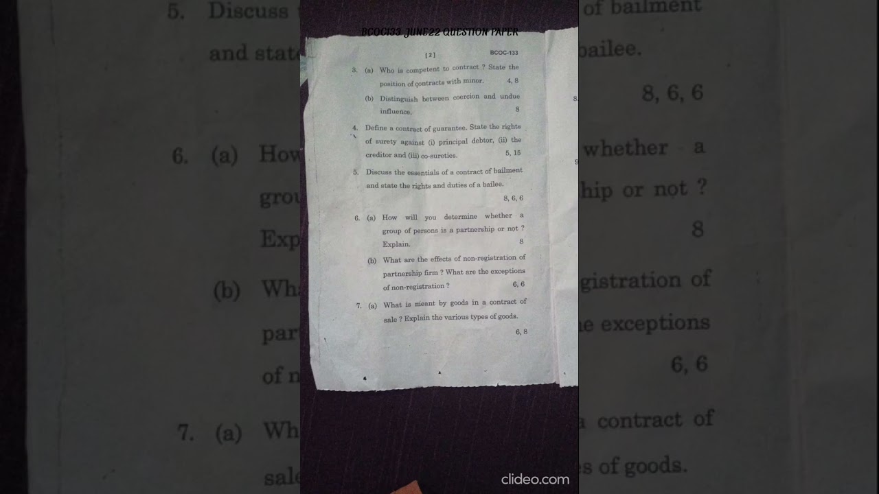BCOC 133 (BUSINESS LAW) IGNOU JUNE2022  Question paper