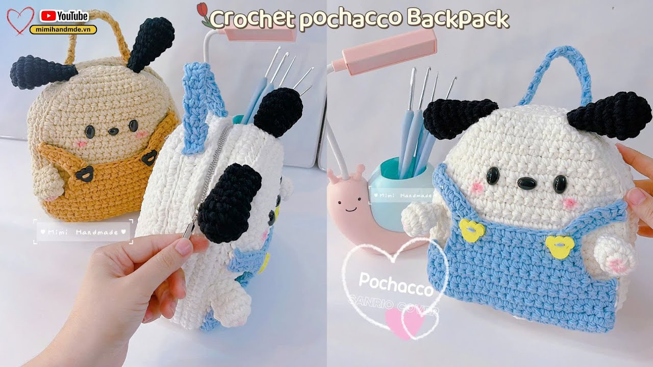 Hướng Dẫn Móc Balo Chó Pochacco Siêu Dễ Thương ❣️ Crochet Pochacco Backpack, Sanrio Cover Cute