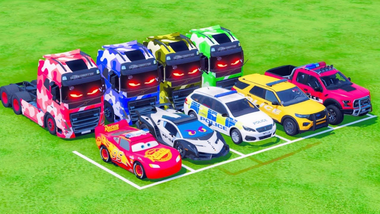 TRANSPORTING ALL POLICE CARS and AMBULANCE EMERGENCY VEHICLES WITH MERCEDES POLICE TRUCKS ! FS22