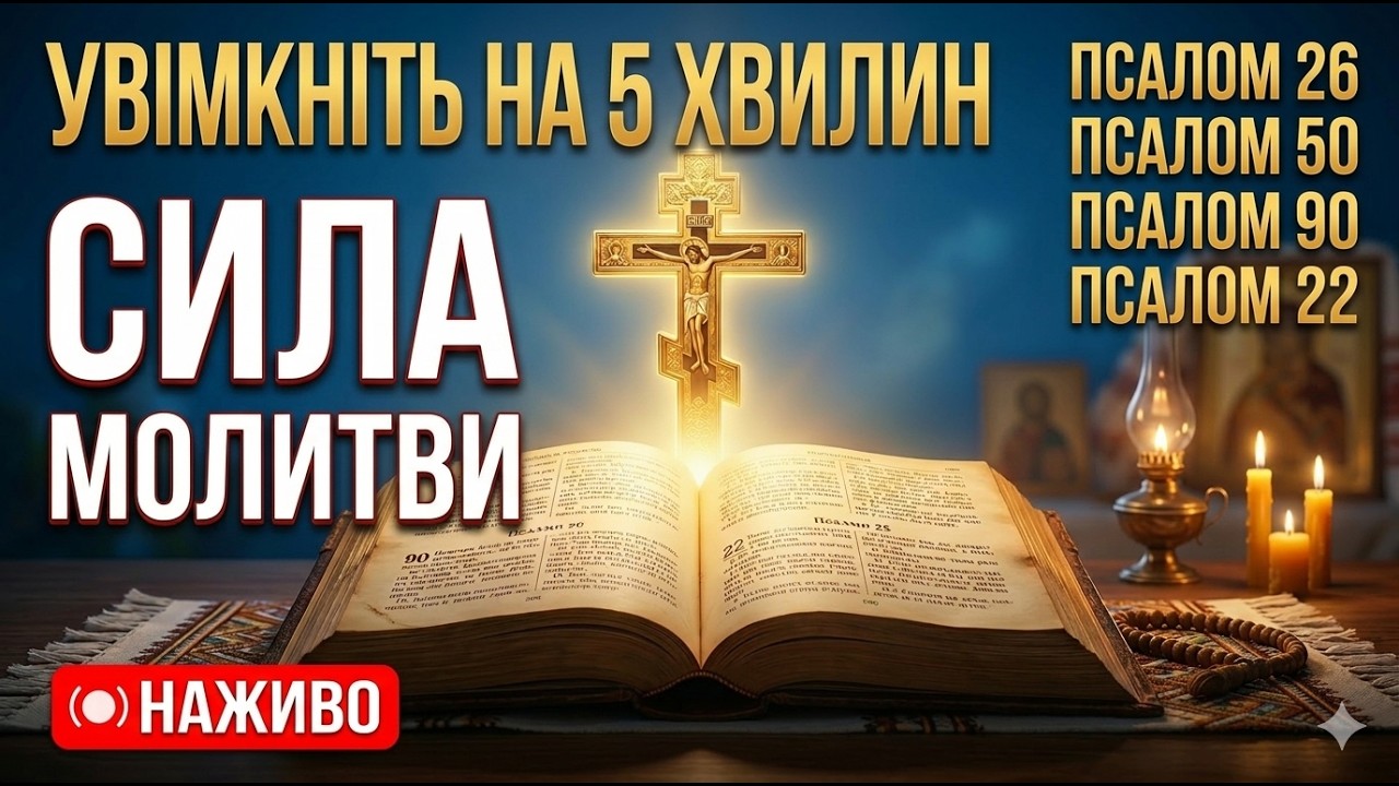 🔴 НАЙСИЛЬНІШИЙ ДУХОВНИЙ ЩИТ (Наживо). Псалми 90, 50, 22 та великі молитви Богородиці за родину