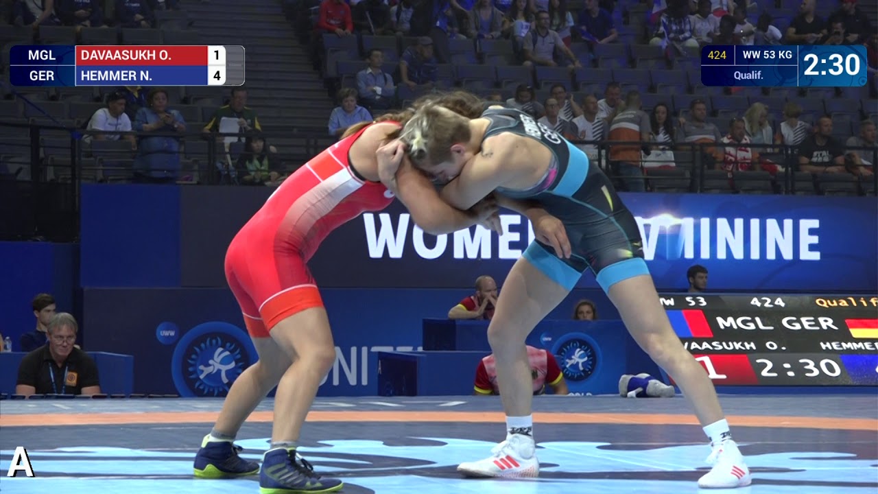 Qual. WW - 53 kg: O. DAVAASUKH (MGL) df. N. HEMMER (GER) by VPO1, 8-6