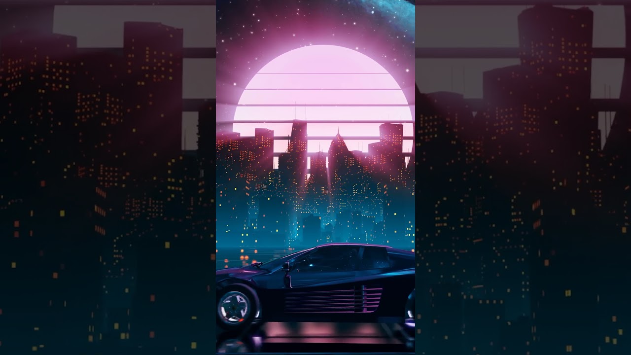 80s Retro Futuristic Drive With Vintage Car Screensaver 4K #short #shorts #youtubeshorts