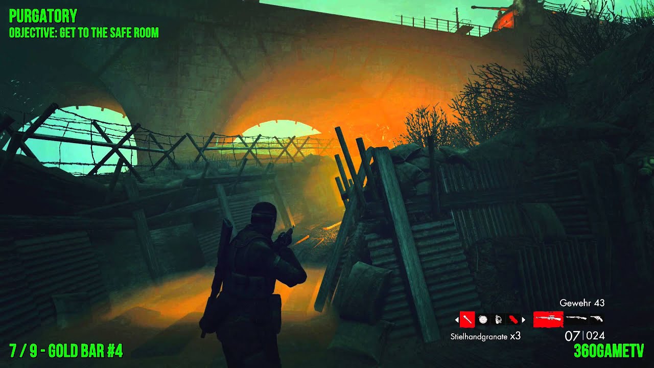 Zombie Army Trilogy - Purgatory - All Gold Bars and Bottles Collectible Locations