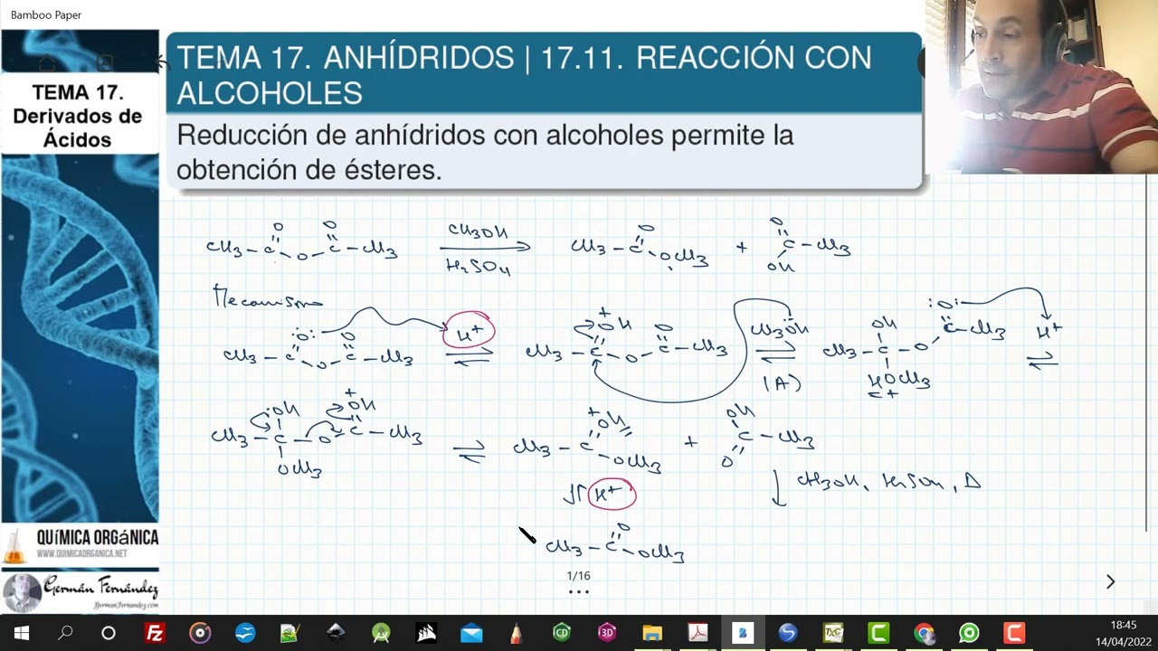 TEMA 17. ANHÍDRIDOS | 17.11. REACCIÓN CON ALCOHOLES