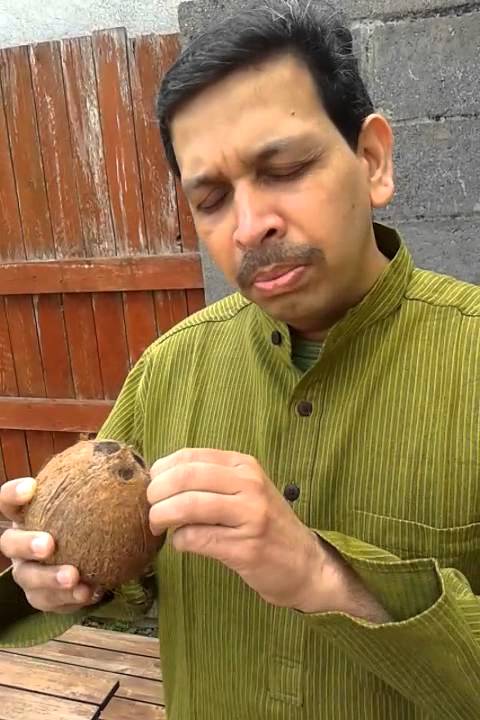 Breaking coconut in to half(1)