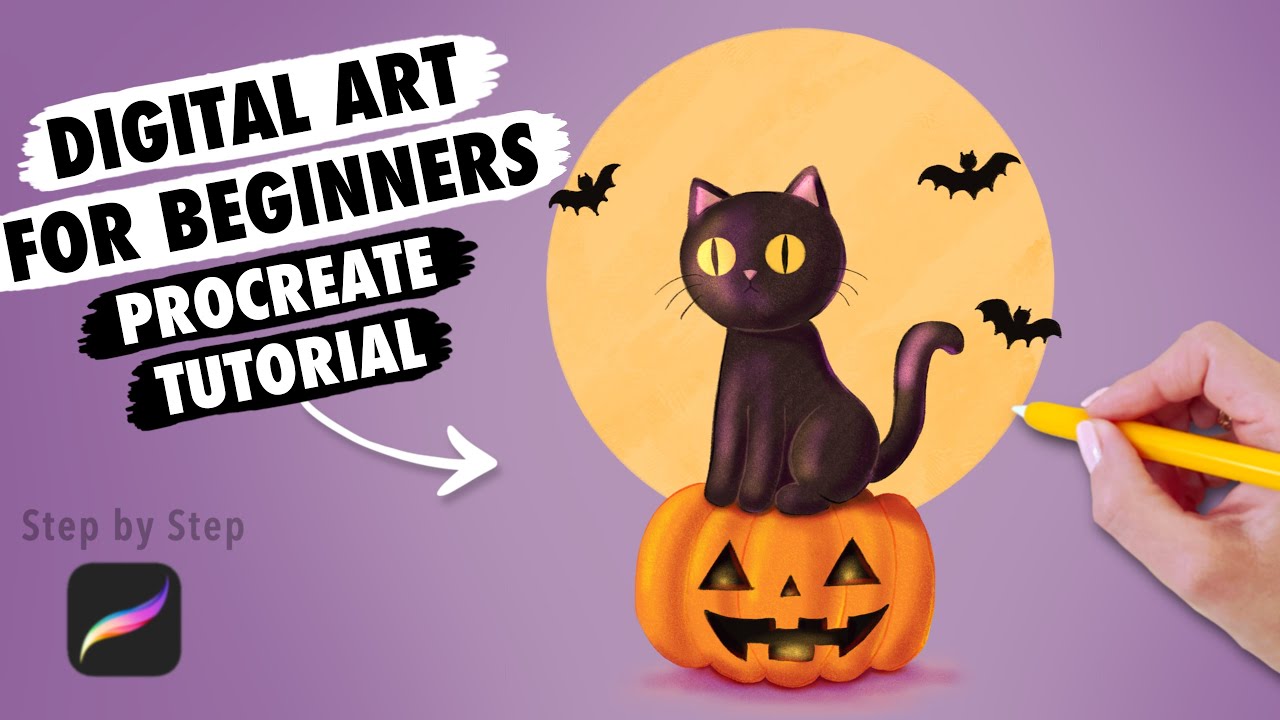 EASY Procreate Halloween Drawing - Digital Art Tutorial for Beginners step by step