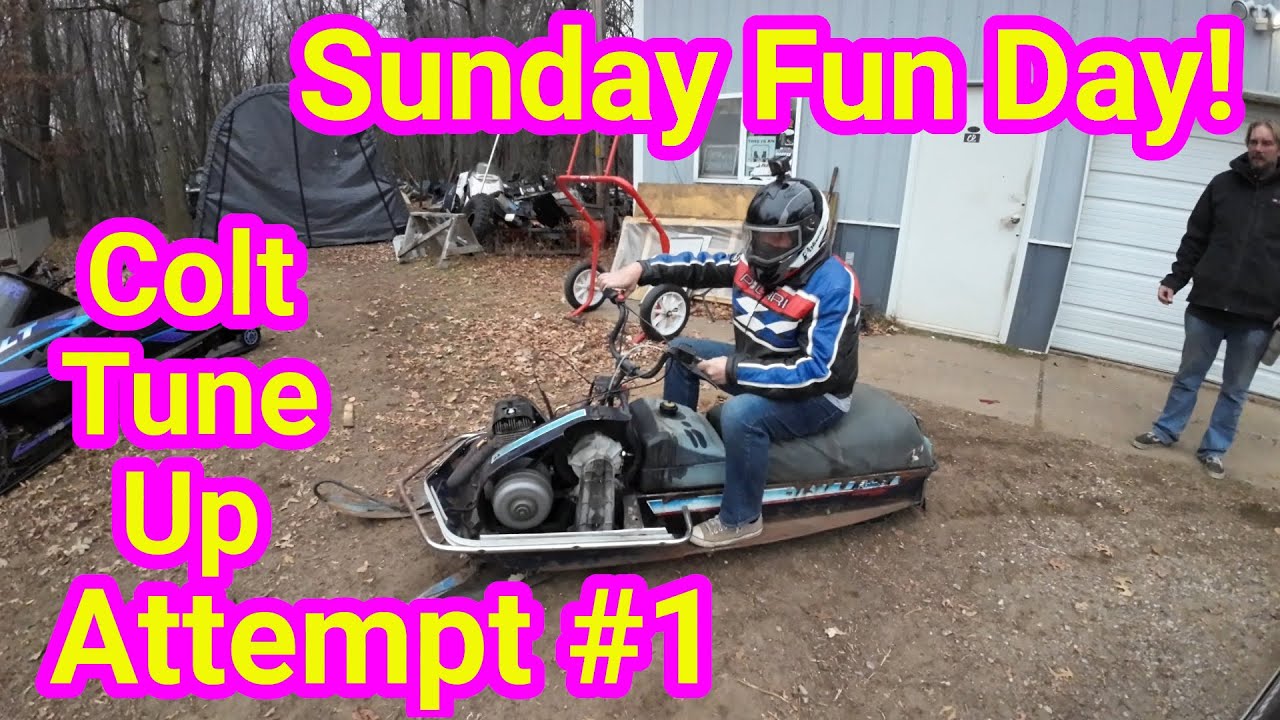 Sunday Fun Day! Polaris Colt Tune Up Attempt. Vintage one lung race snowmobile.