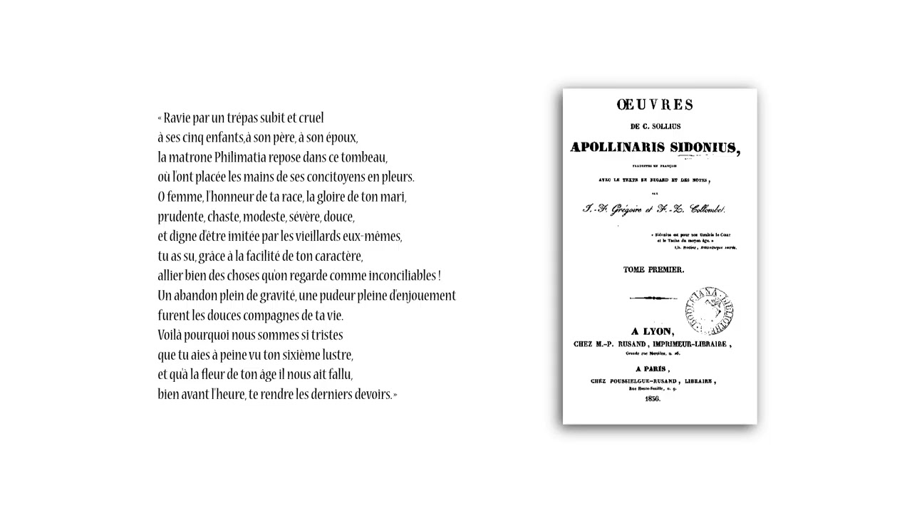Ravie par un trépas subit et cruel..., Sidoine Apollinaire