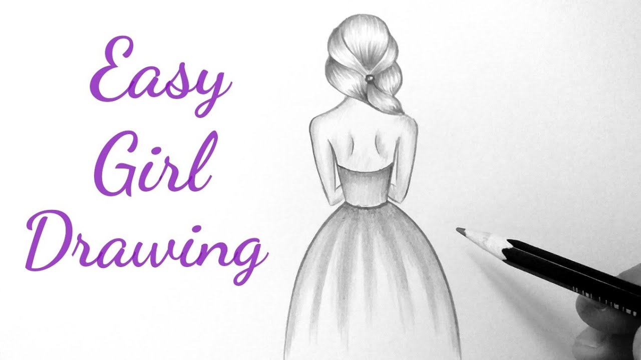 how to draw a girl easy back side view for beginners girl drawing easy step by step tutorial